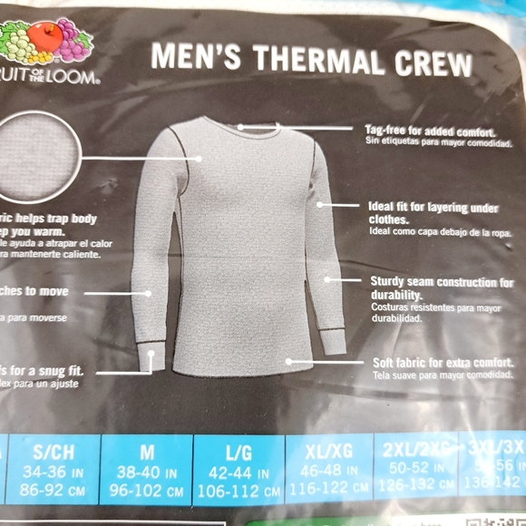 Fruit of The Loom Men's Thermal Crew Neck Shirt, Cream, Size M - Picture 4 of 6